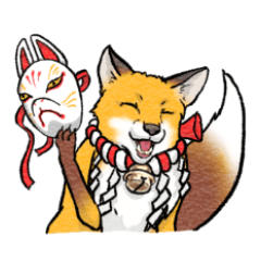 Japanese shrine fox sticker English ver.
