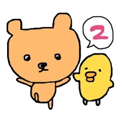 Sticker of a bear and the chick