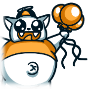 Chubby cat with a balloon