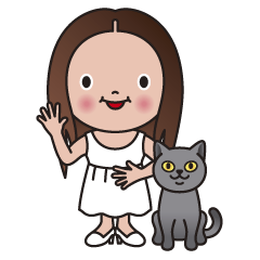 レベッカとミア（女の子と猫）