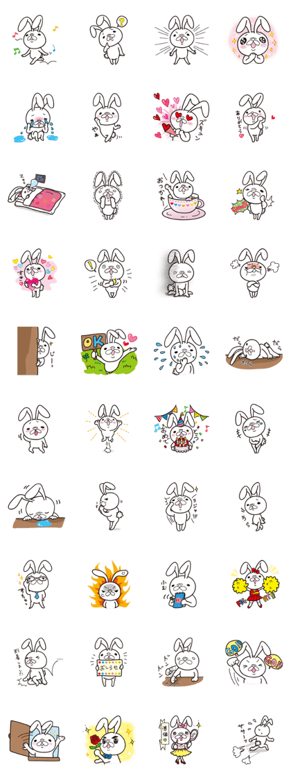 Easy-to-use sticker of lop-eared rabbit