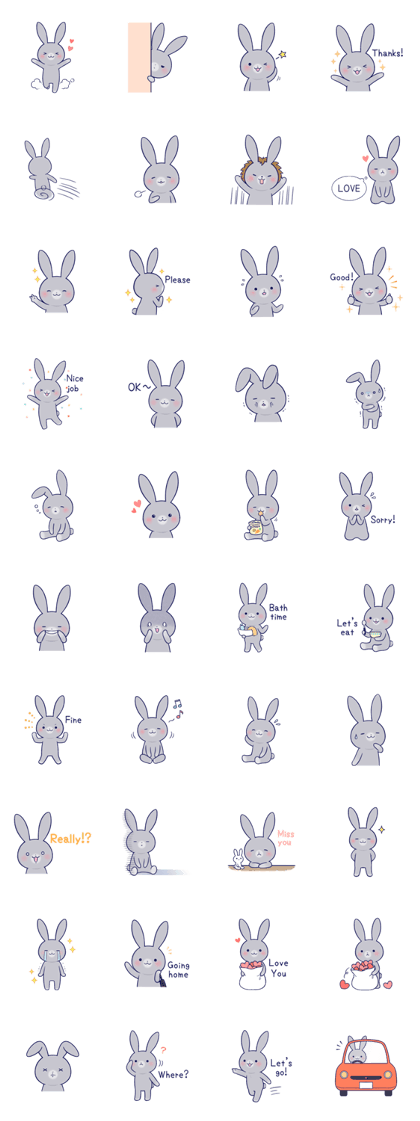 Lovey-dovey rabbit Gray rabbit ver 3 Lovey-dovey rabbit Gray rabbit ver 3
