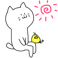 White cat and chick.2