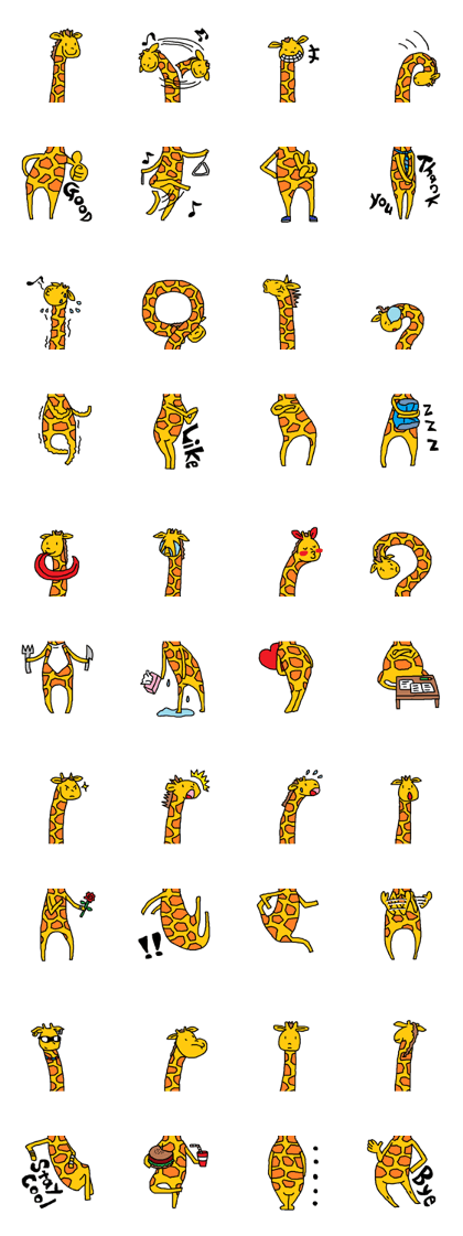 Giraffe LONG LONG Stickers