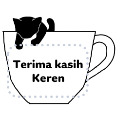 Stiker pesan sederhana kucing hitam