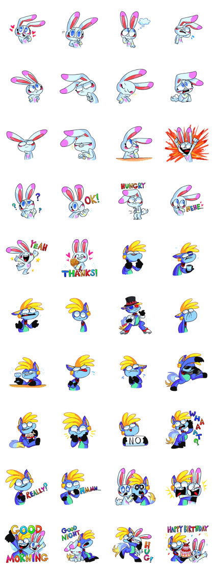Rabbit and horse ish animal stickers 2