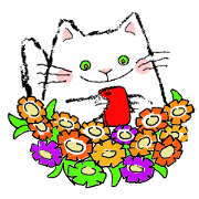 Ballon sticker cat and flowers
