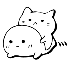 Gentle cat and seal.