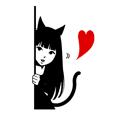 Black cat Cute Girl