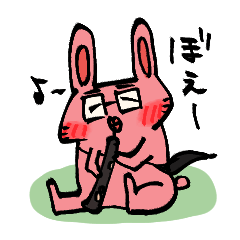 Rabbit is playing an oboe