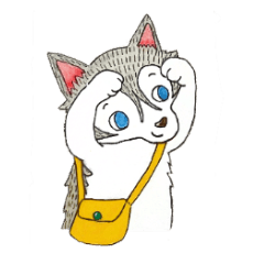 Sticker of husky and the cat