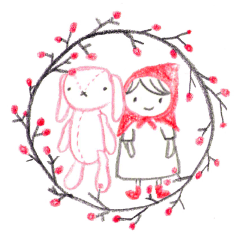 Little Red Riding Hood and pink rabbit