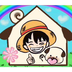 ONE PIECE &PUG DOG Sticker