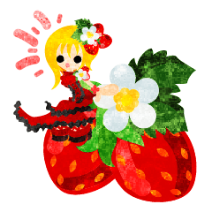 Sticker of strawberry and little people