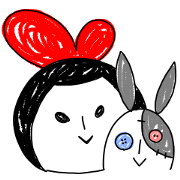 girl of red ribbon & rabbit