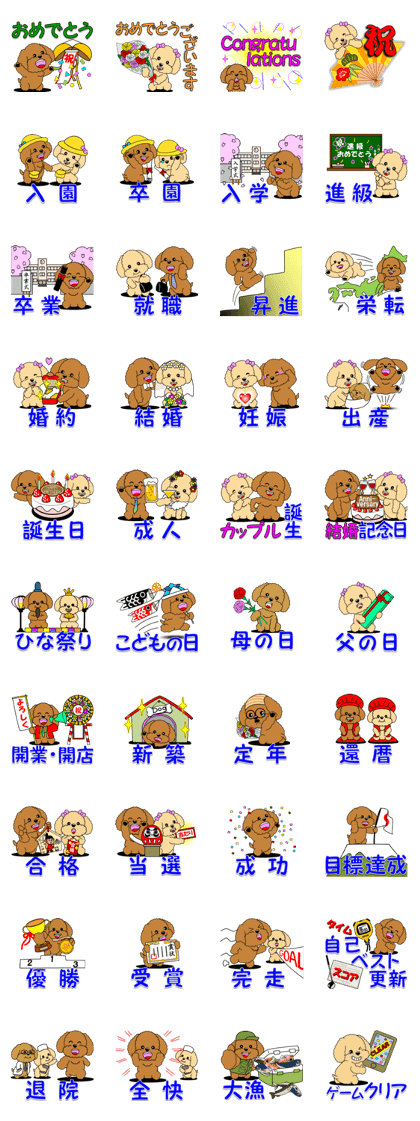 Congratulations sticker of Toy Poodle