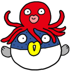 octopus and  blowfish sometimes  seaweed