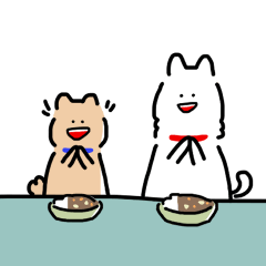 Pomeranian Sora and white dog Asahi 3