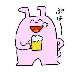 Rabbit sticker who likes sake