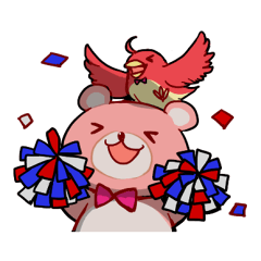 Pink bear and red bird