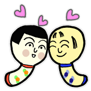 Japanese wooden doll married couple