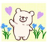White bears with early summer flowers