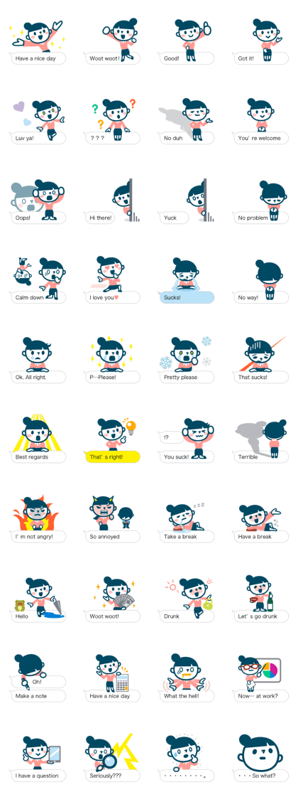Woman of simple sticker. Eng.