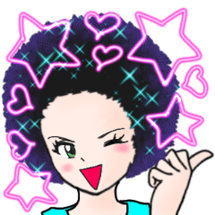 Japanese Afro Girl Stickers 2