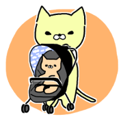 A mom cat and a kitty.