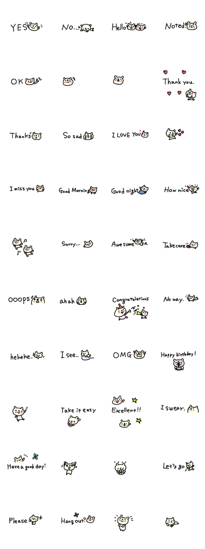English cute text bear stickers!