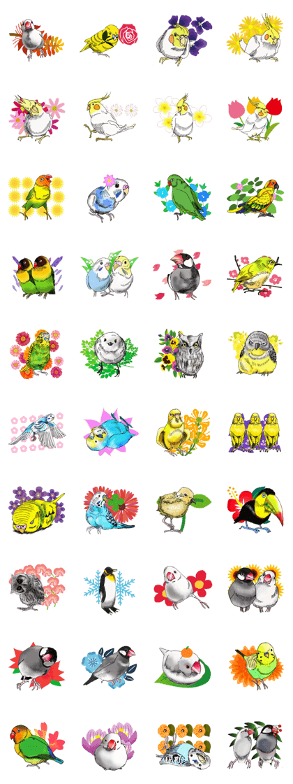 Lovely birds and flowers
