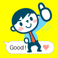 Office worker of simple sticker. Eng.