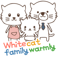 White cat family warmly