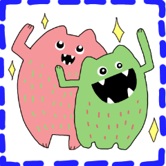 Cute and happy monster sticker