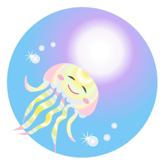 The jellyfish shining in rainbow color
