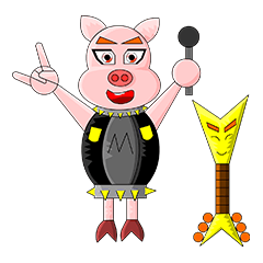 Metal Pig with God of Guitar