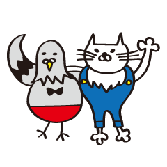 strange pigeon and cat