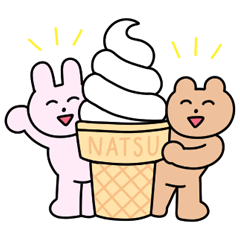 Rabbit and Bear Summer Sticker