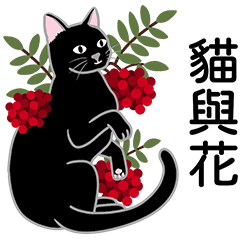Cat  and flowers