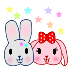 ピンクとグレーのウサギ (生活語)
