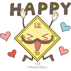 cute clock mustache trio