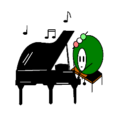 Matcha young girl with a piano man