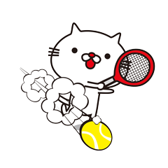白貓和網球的紅鼻子。