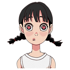 Kawaii girl with black bobbed-hair