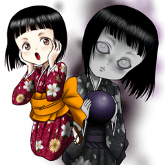 Garota japonesa de quimono de terror