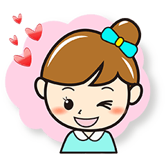 Cheerful girl colorful stamp