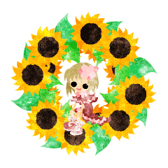 Sticker of sunflower girls