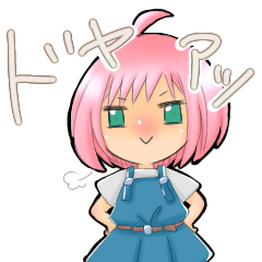 Cheerful girl with pink hair
