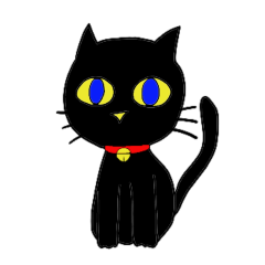 素朴な黒猫スタンプ。