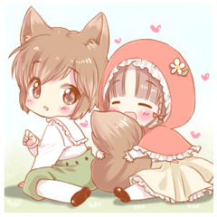 The Little Red Riding Hood and wolf
